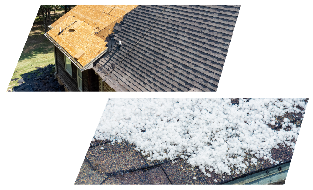 Gray Shingles with Hail Storm Roof Damage