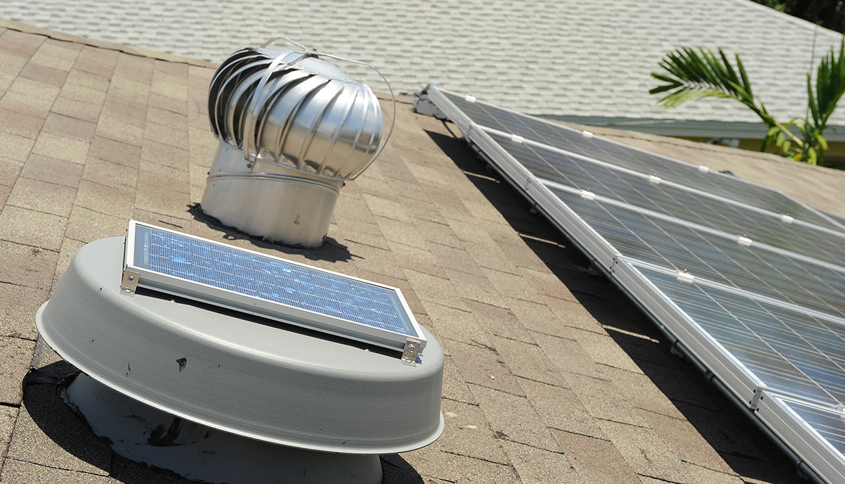 Houston Flat Roof with Solar Attic Fan