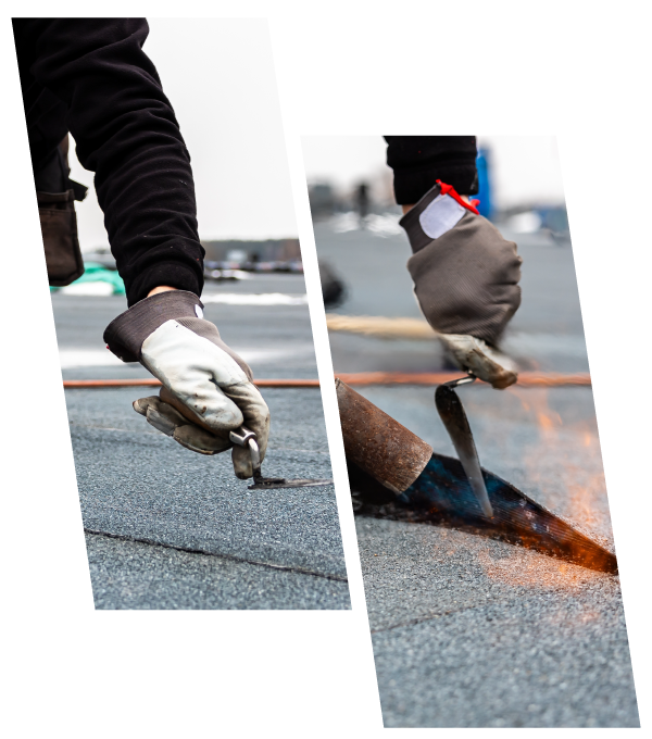 Residential Expert Roofer Applying Flat Roof