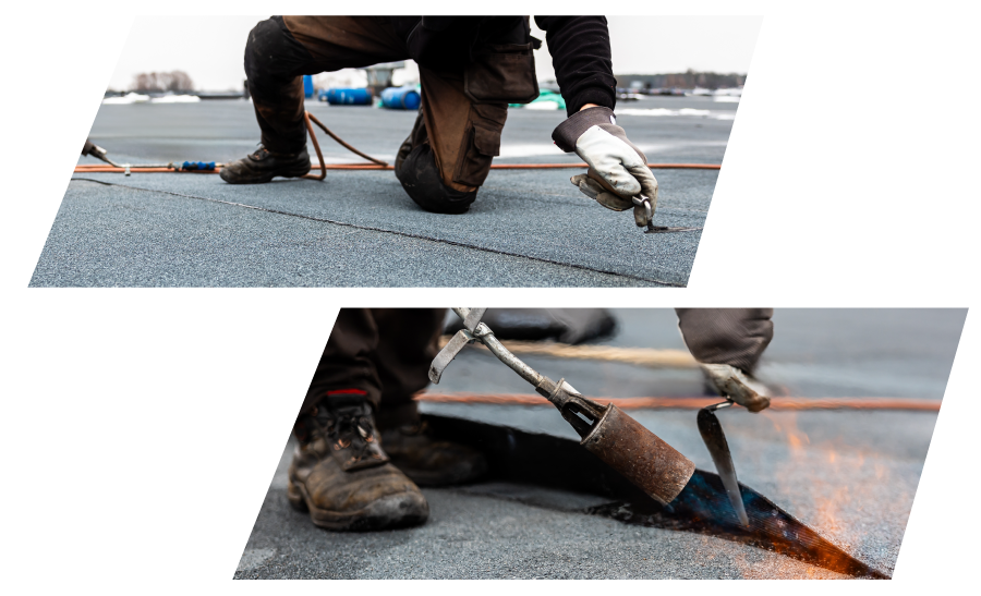 Residential Expert Roofer Applying Flat Roof